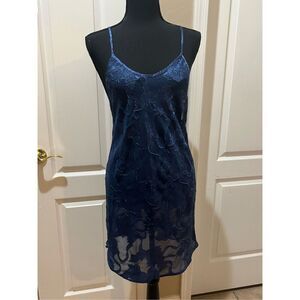 Anne Stuart vintage green/blue lace slip dress